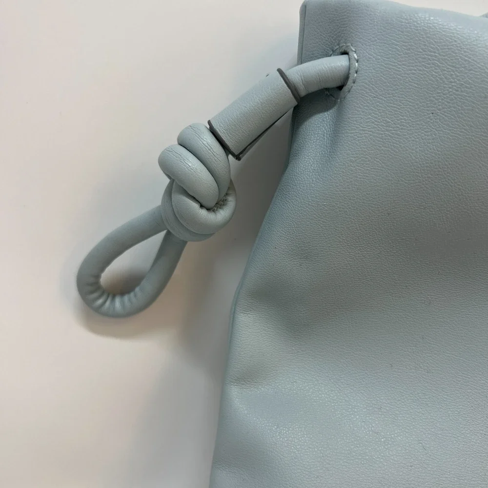 A New Day Light Blue Cinch Top Crossbody Purse‎ Faux Leather Good Condition